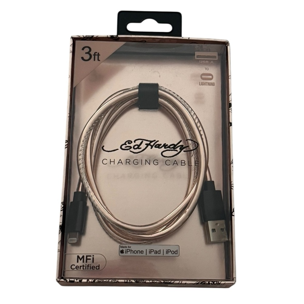 Ed Hardy Metallic Charging Cable - 3ft